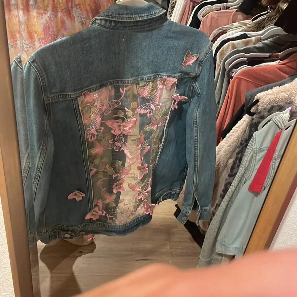 Custom made mesh butterfly jean jacket - Picture 4 of 4
